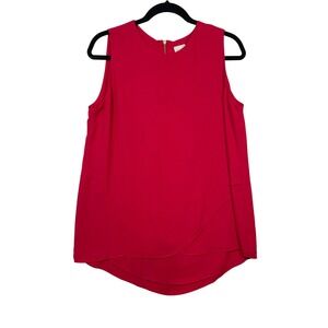 Chico's Red Sleeveless‎ Women Top Size 1 -M Tunic Blouse Round Neck Polyester